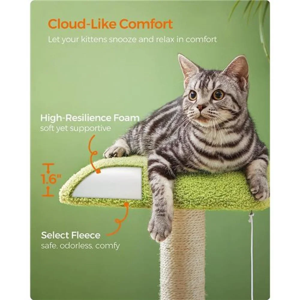 Cat Tree House, 30-Inch Small Cat Tower for Kittens w/ 27.2-Inch Scratching Post